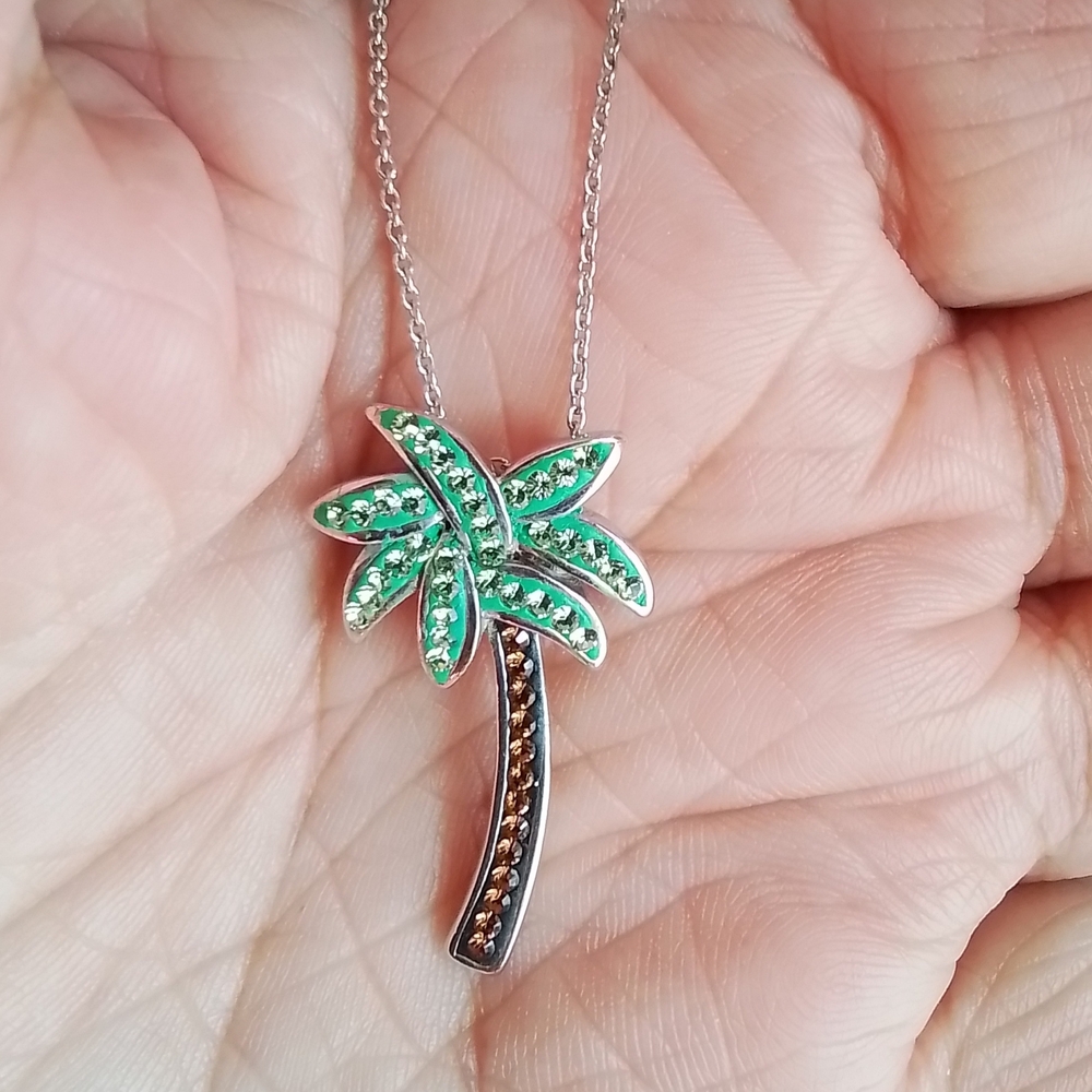 Sterling Silver Palm Tree Pendant Necklace